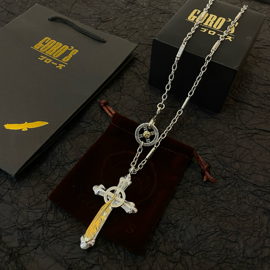 批   【新品上架】Goro’s高桥吾郎羽毛十字架吊坠，高桥经典竹节项链，顶级版本，认准独家拍摄，主攻高