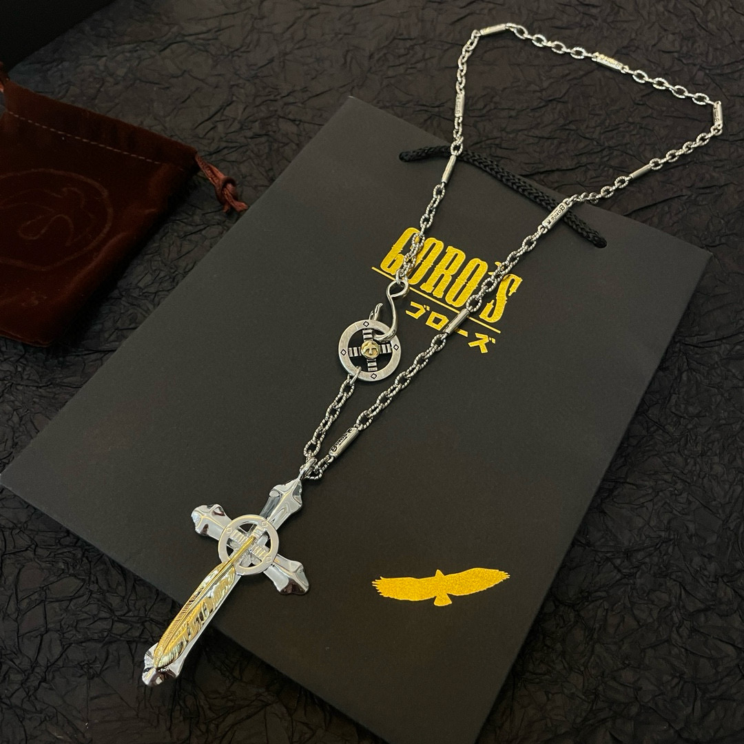 批   【新品上架】Goro’s高桥吾郎羽毛十字架吊坠，高桥经典竹节项链，顶级版本，认准独家拍摄，主攻高