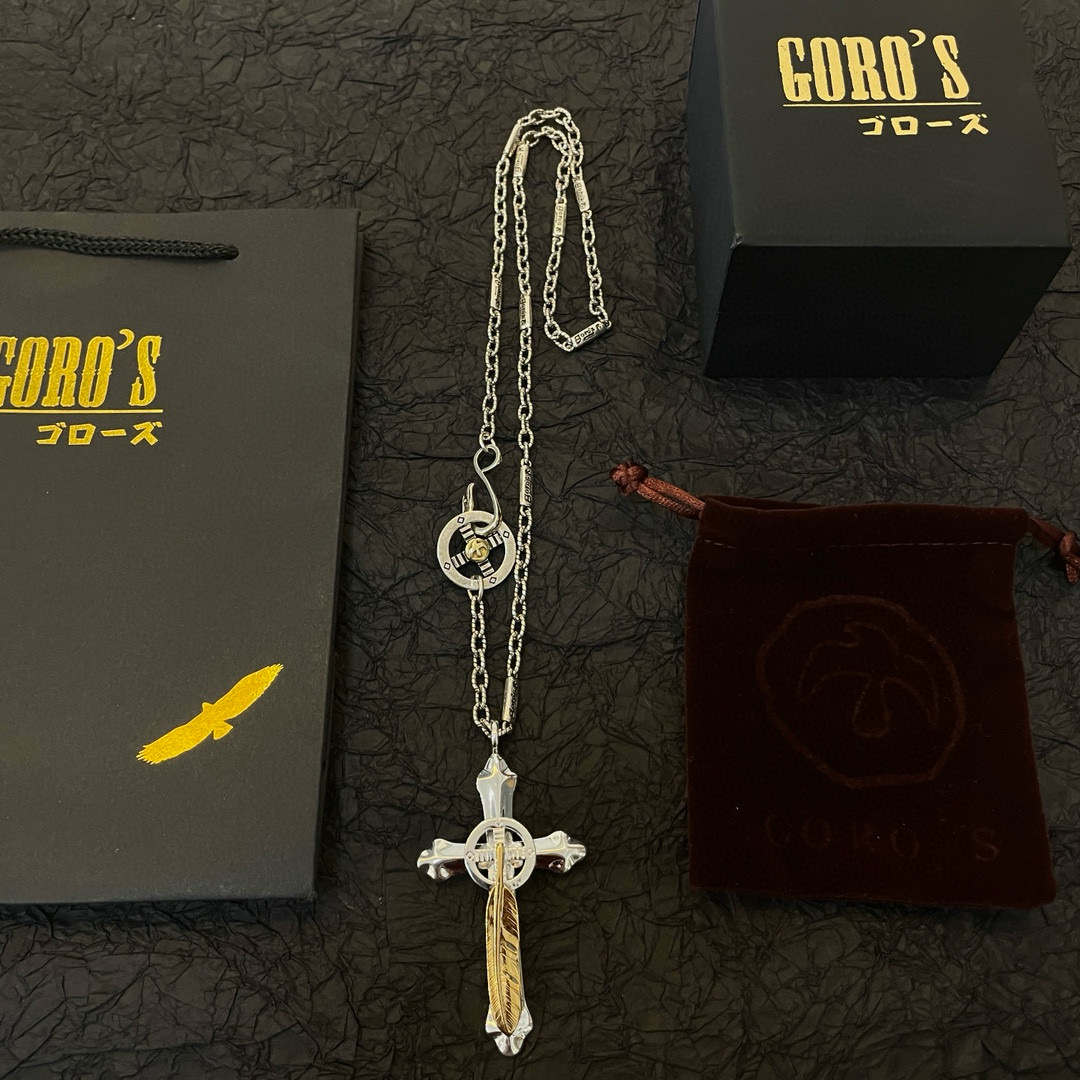 批   【新品上架】Goro’s高桥吾郎羽毛十字架吊坠，高桥经典竹节项链，顶级版本，认准独家拍摄，主攻高