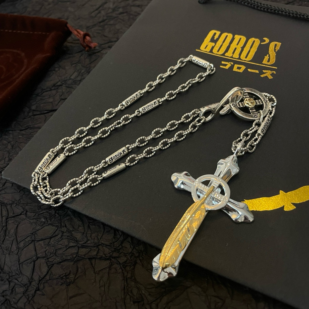 批   【新品上架】Goro’s高桥吾郎羽毛十字架吊坠，高桥经典竹节项链，顶级版本，认准独家拍摄，主攻高