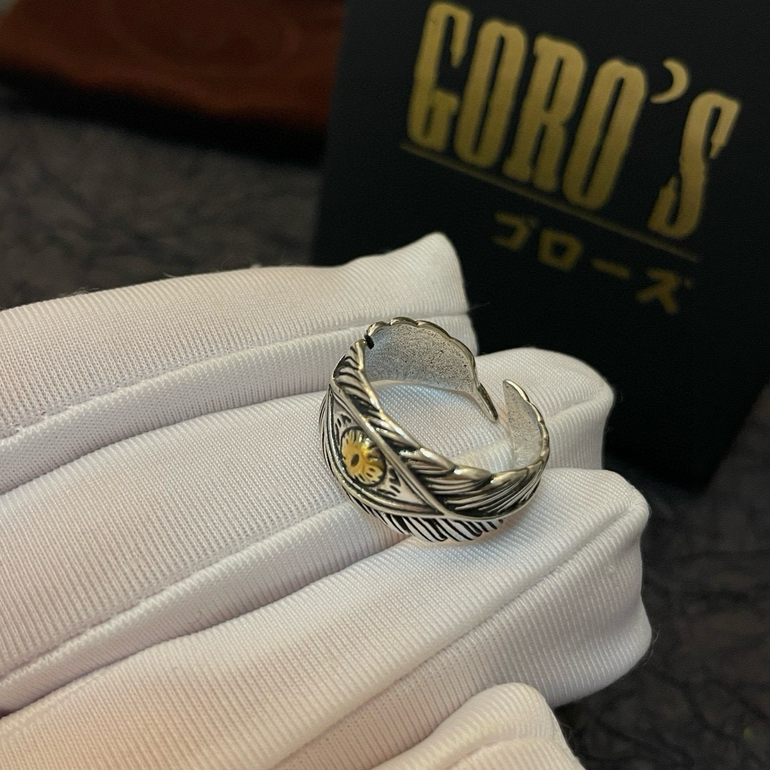 批  【新品上架】Goro’s高桥吾郎复古羽毛点金开口戒指，顶级版本 认准独家拍摄 主攻高端市场 绝对区
