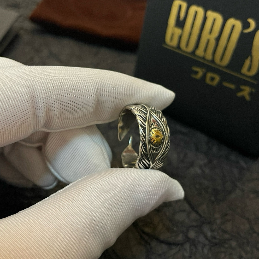批  【新品上架】Goro’s高桥吾郎复古羽毛点金开口戒指，顶级版本 认准独家拍摄 主攻高端市场 绝对区
