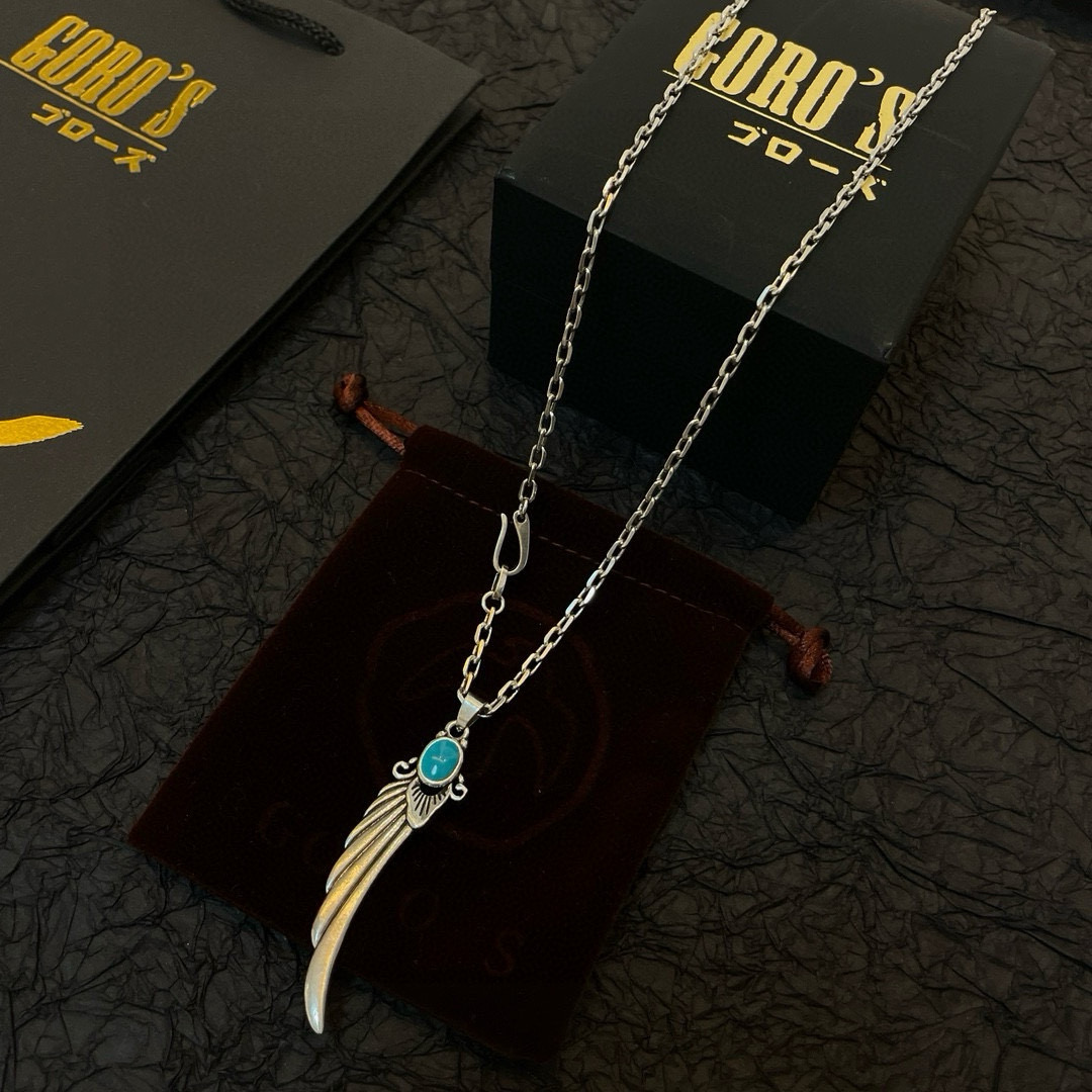 批   【新品上架】Goro’s高桥吾郎 复古松石翅膀吊坠 高桥经典项链  顶级版本 认准独家拍摄 主攻