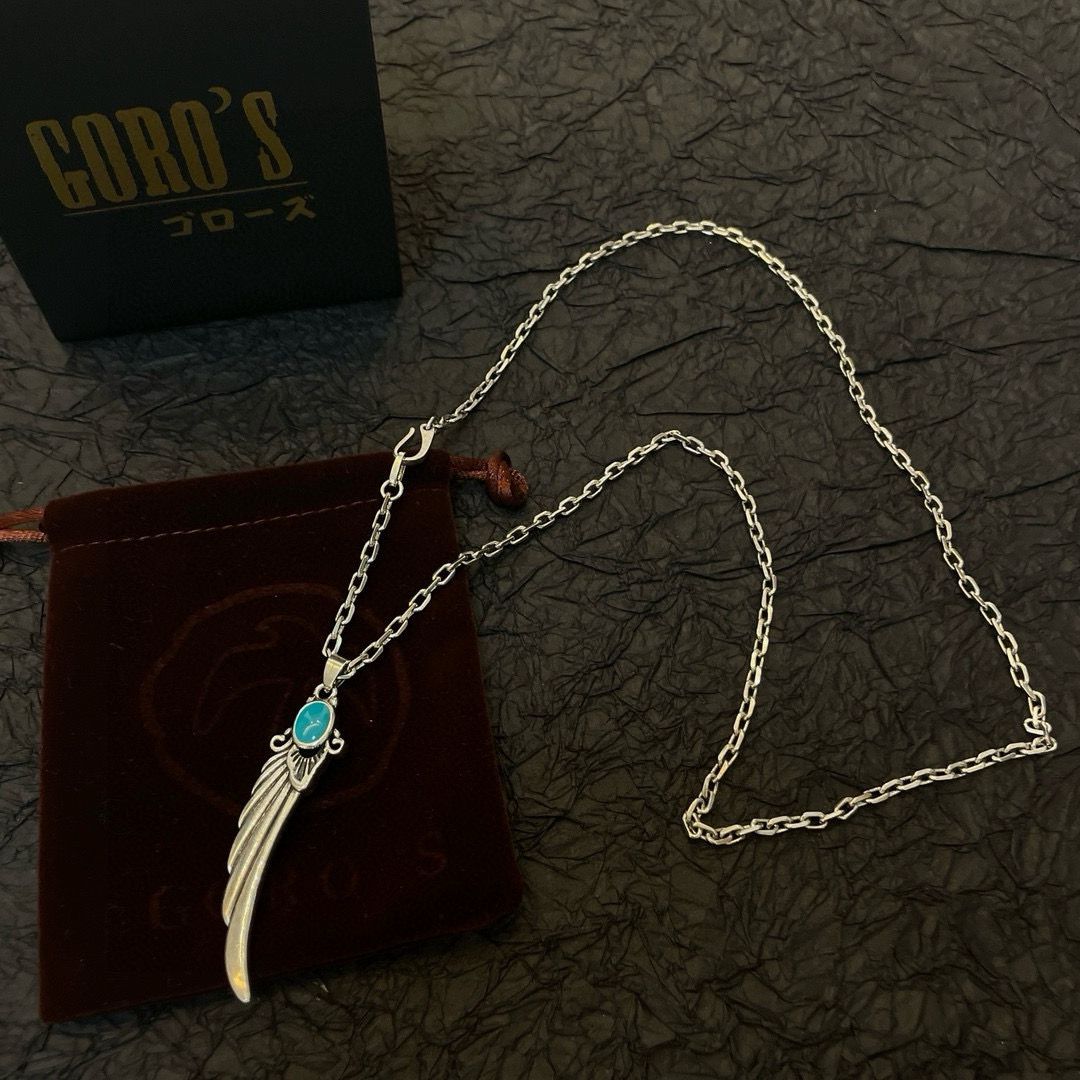 批   【新品上架】Goro’s高桥吾郎 复古松石翅膀吊坠 高桥经典项链  顶级版本 认准独家拍摄 主攻