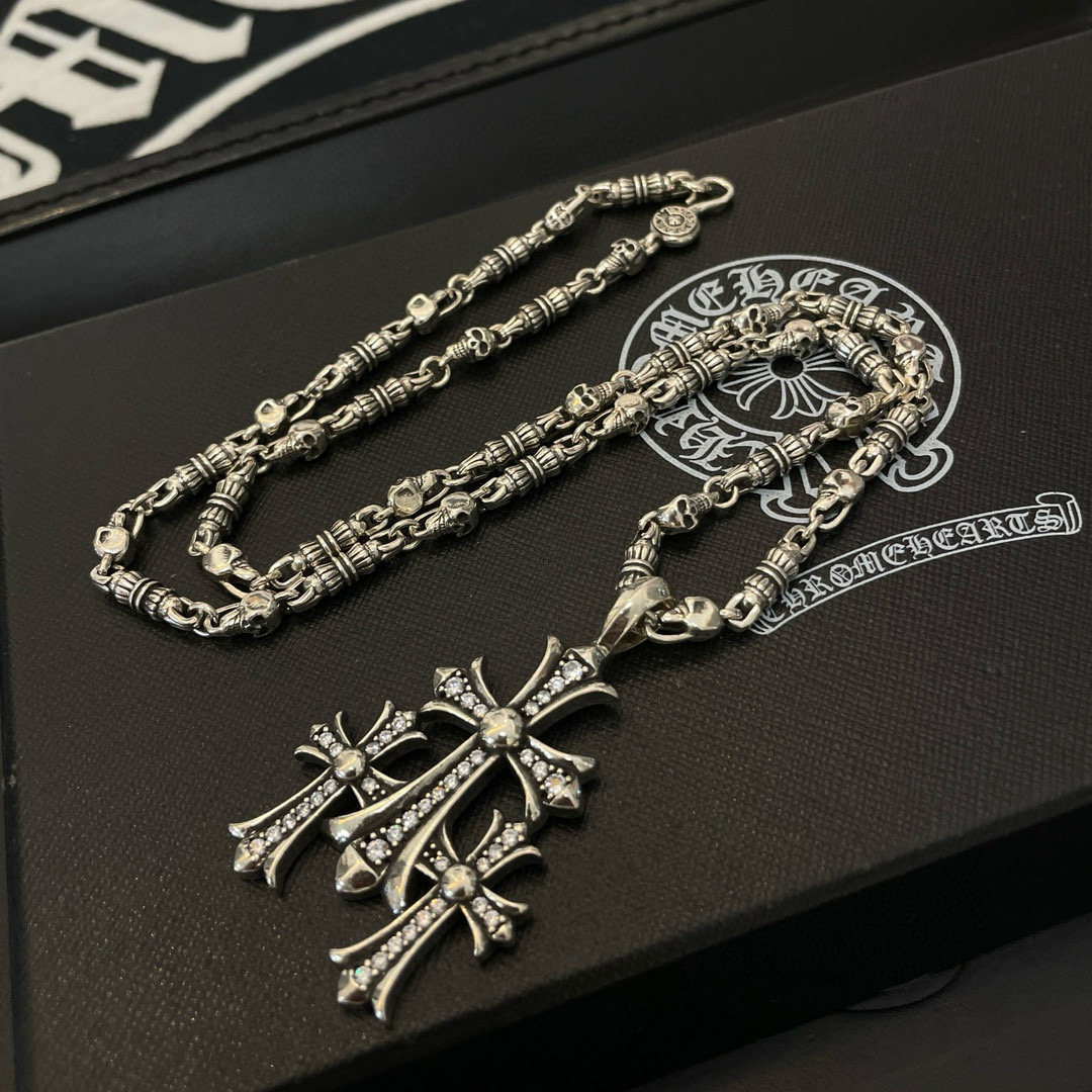 批 抖音/快手/ins/小红书/直播热门 ，新款【专柜品质】Chrome Hearts克罗心十字花球骷髅