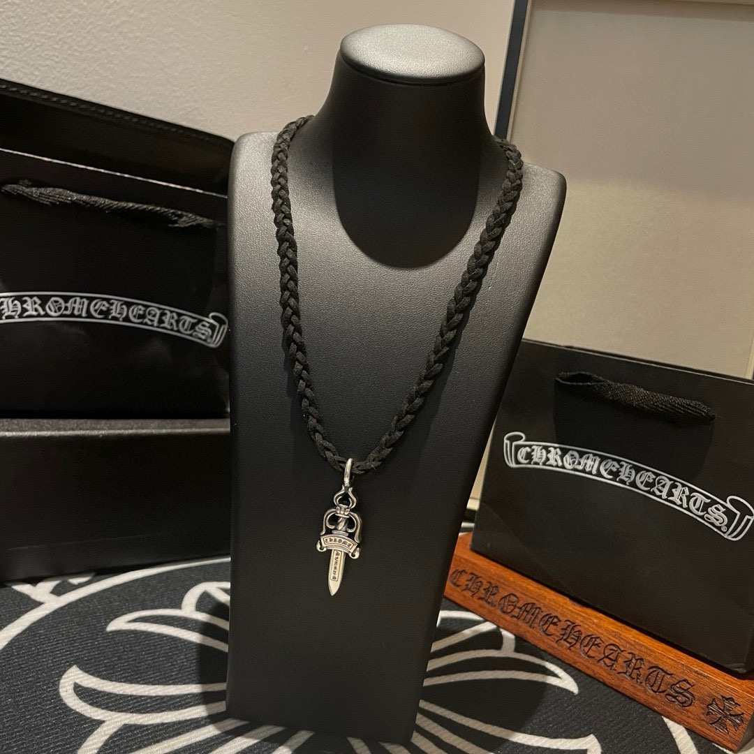   新款【专柜品质】Chrome Hearts克罗心宝剑皮绳编织项链 ，任意调节长度，快手/ins/小红