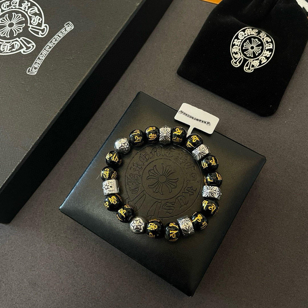  新款【专柜品质】Chrome Hearts克罗心 经典佛珠*复古多元素手链 凹凸造型不同的花纹设计风格
