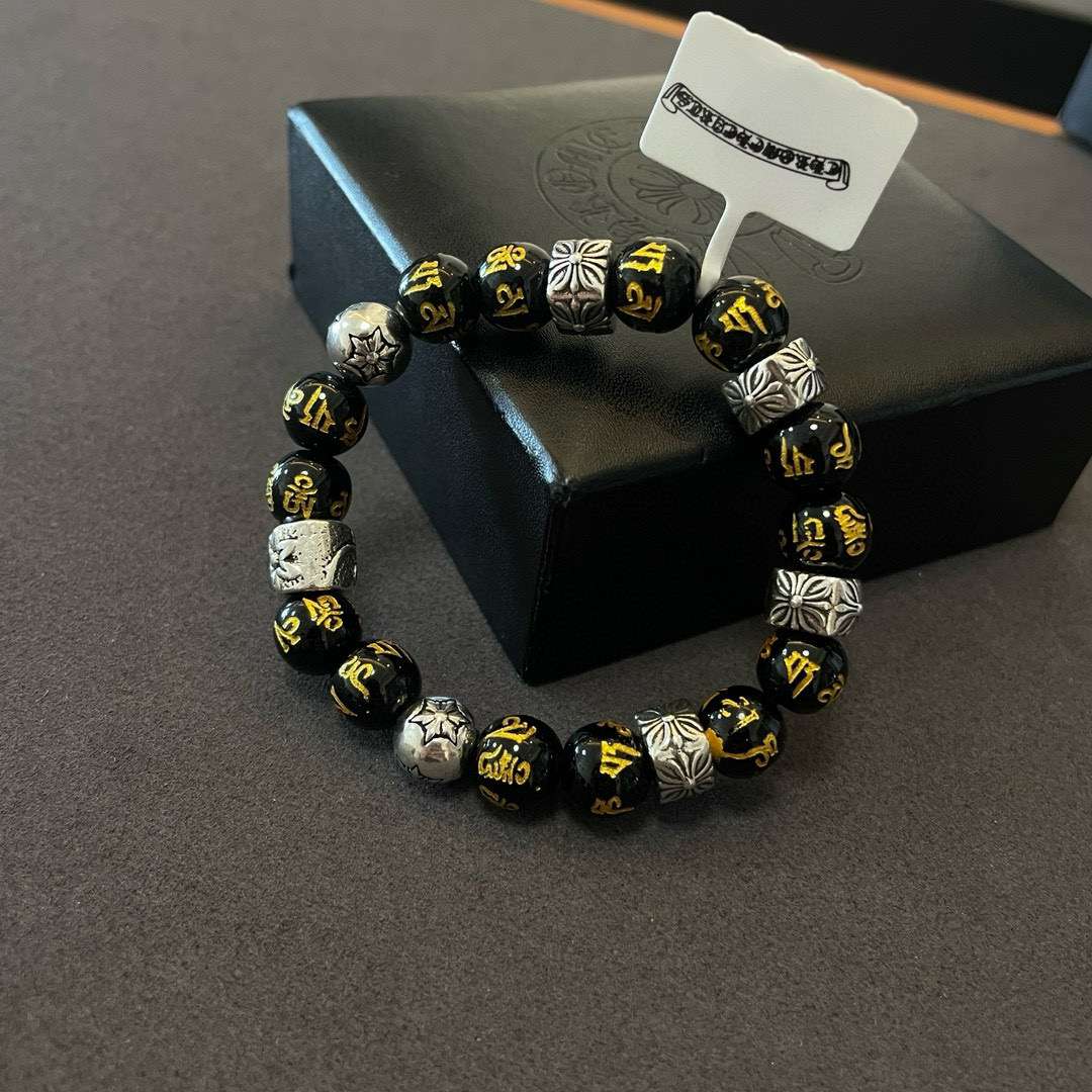  新款【专柜品质】Chrome Hearts克罗心 经典佛珠*复古多元素手链 凹凸造型不同的花纹设计风格