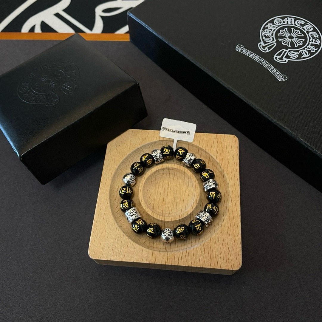  新款【专柜品质】Chrome Hearts克罗心 经典佛珠*复古多元素手链 凹凸造型不同的花纹设计风格