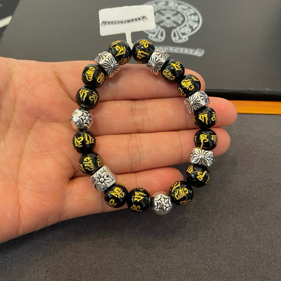  新款【专柜品质】Chrome Hearts克罗心 经典佛珠*复古多元素手链 凹凸造型不同的花纹设计风格