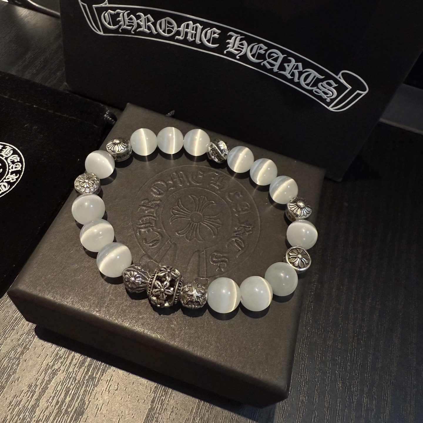 批 新款【专柜品质】Chrome Hearts克罗心 经典复古多元素猫眼石手串手链 ，快手/ins/小红