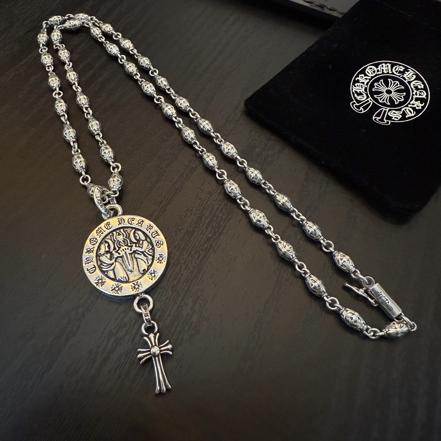   新款【专柜品质】Chrome Hearts克罗心十字花球项链 ，圣母宝剑十字架吊坠，凹凸造型不同的花
