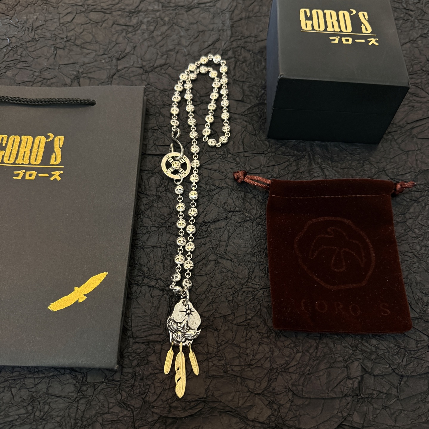  【新品上架】Goro’s高桥吾郎飞鹰羽毛吊坠，高桥经典项链，顶级版本，认准独家拍摄，主攻高端市场 ，快