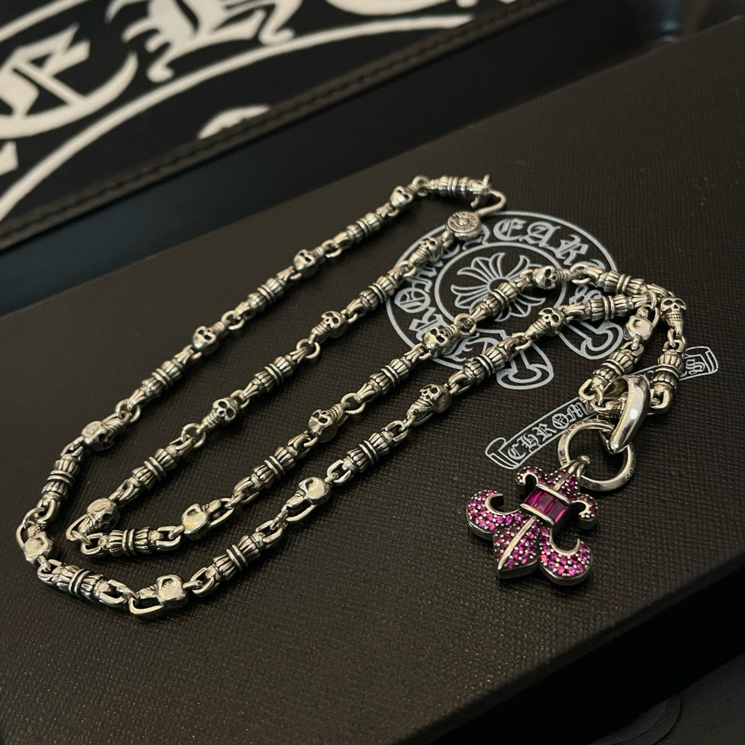 批 抖音/快手/ins/小红书/直播热门 ，新款【专柜品质】Chrome Hearts克罗心骷髅头项链 