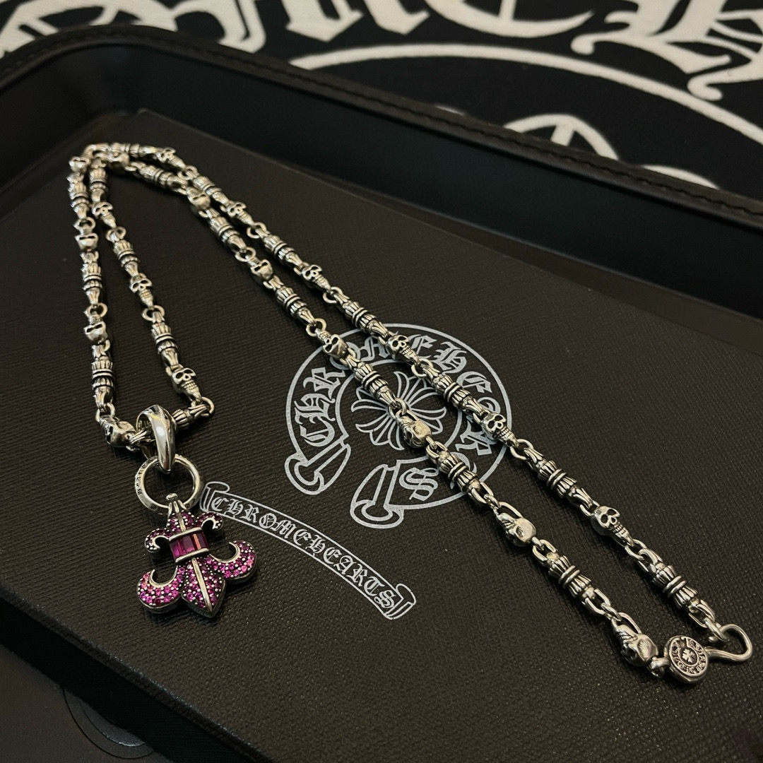 批 抖音/快手/ins/小红书/直播热门 ，新款【专柜品质】Chrome Hearts克罗心骷髅头项链 