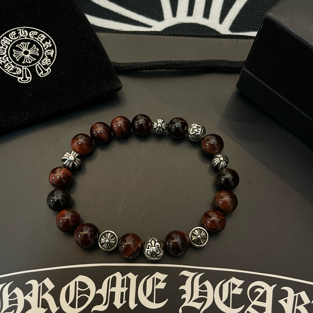 批 新款【专柜品质】Chrome Hearts克罗心 经典复古多元素手链手串，凹凸造型不同的花纹设计风格