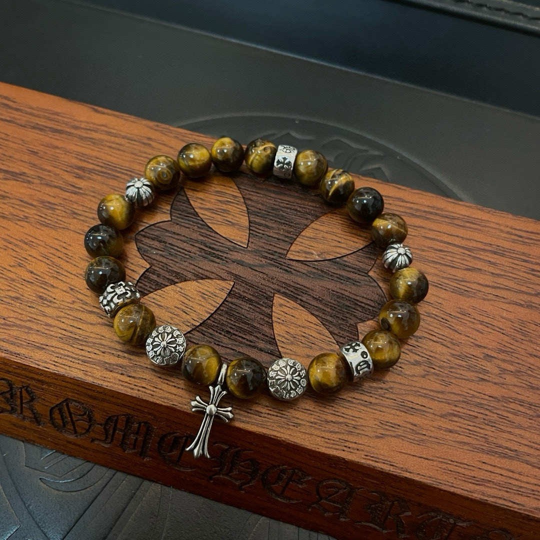 批 新款【专柜品质】Chrome Hearts克罗心 经典复古多元素虎眼石手串手链 ，快手/ins/小红