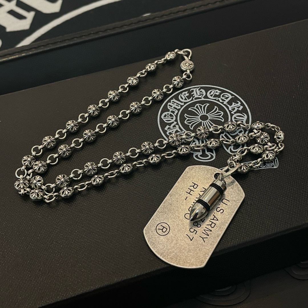 批 抖音/快手/ins/小红书/直播热门 ，新款【专柜品质】Chrome Hearts克罗心十字花球项链