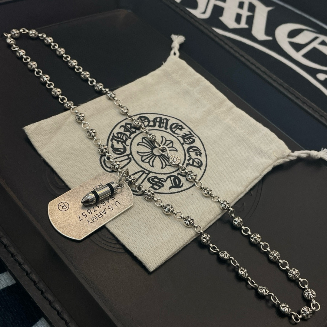 批 抖音/快手/ins/小红书/直播热门 ，新款【专柜品质】Chrome Hearts克罗心十字花球项链