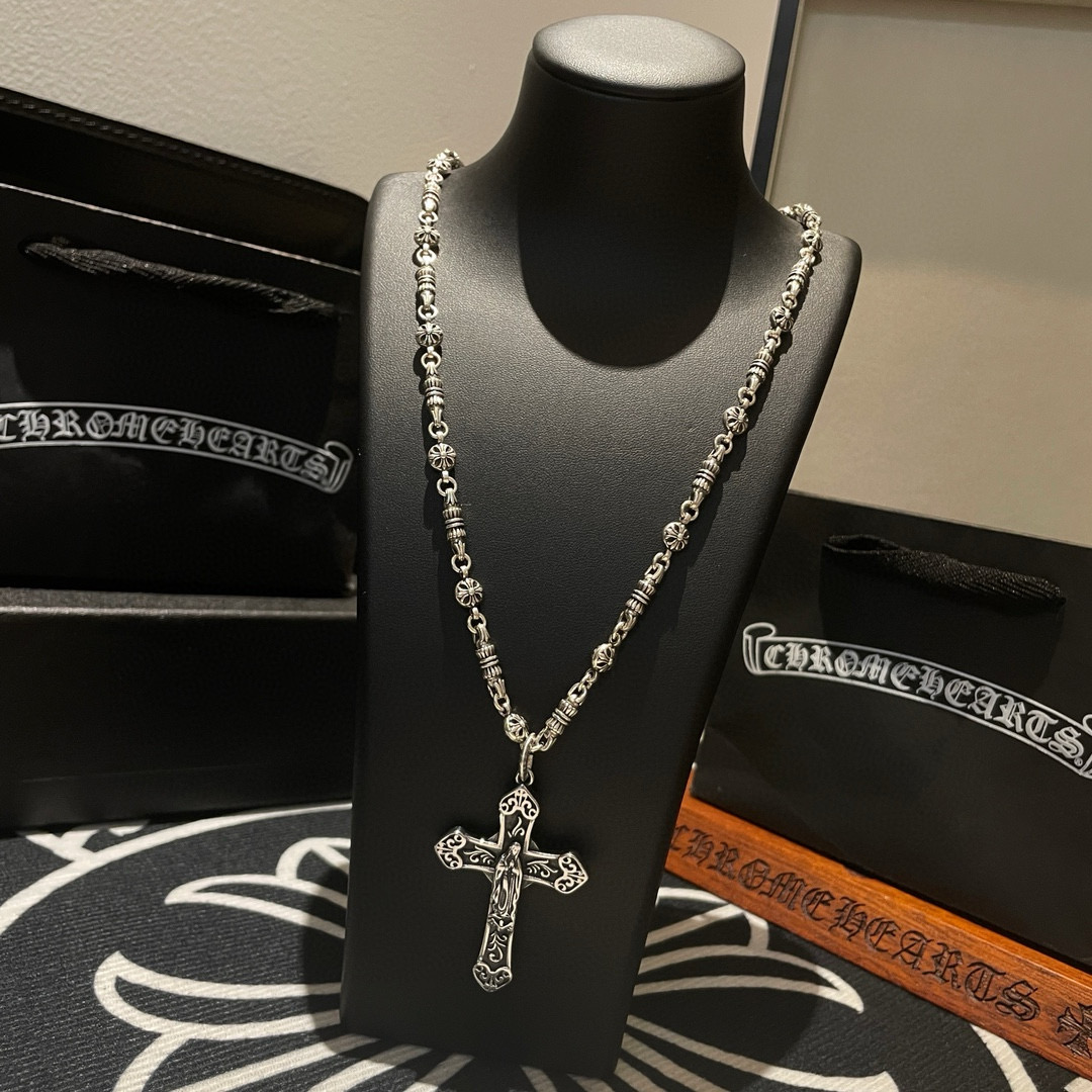 新款【专柜品质】Chrome Hearts克罗心 经典复古多元素十字花球项链 十字花吊坠 快手/ins/