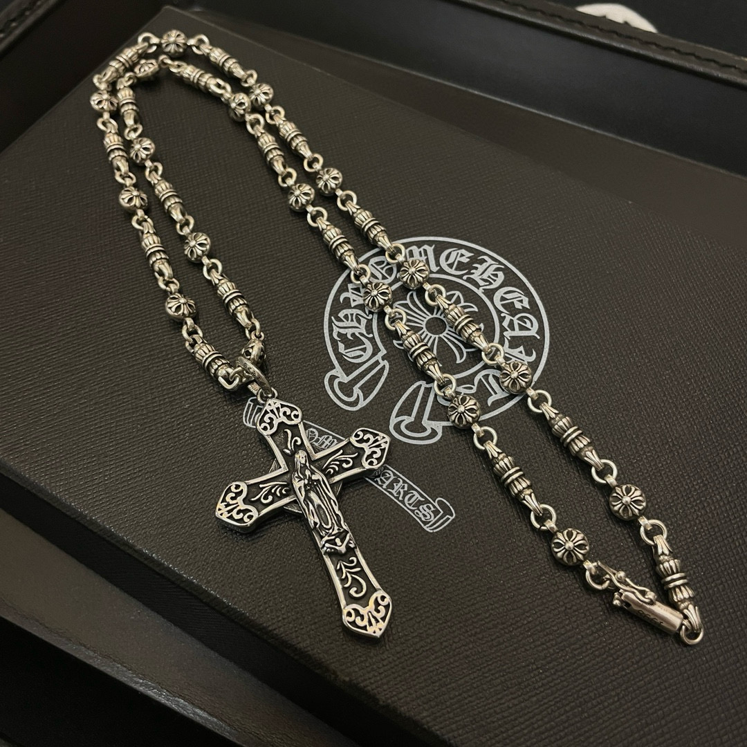 新款【专柜品质】Chrome Hearts克罗心 经典复古多元素十字花球项链 十字花吊坠 快手/ins/