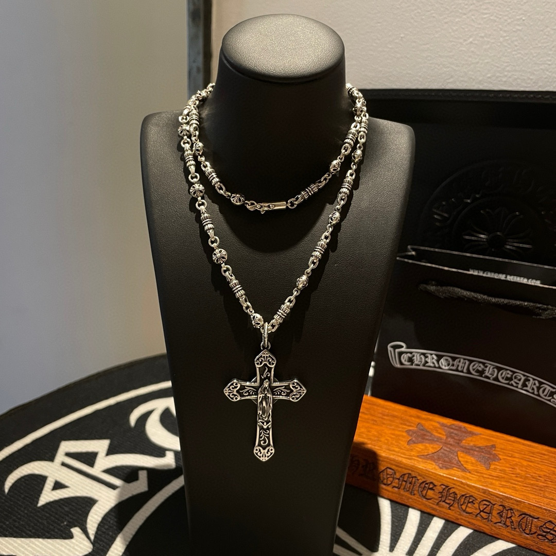 新款【专柜品质】Chrome Hearts克罗心 经典复古多元素十字花球项链 十字花吊坠 快手/ins/