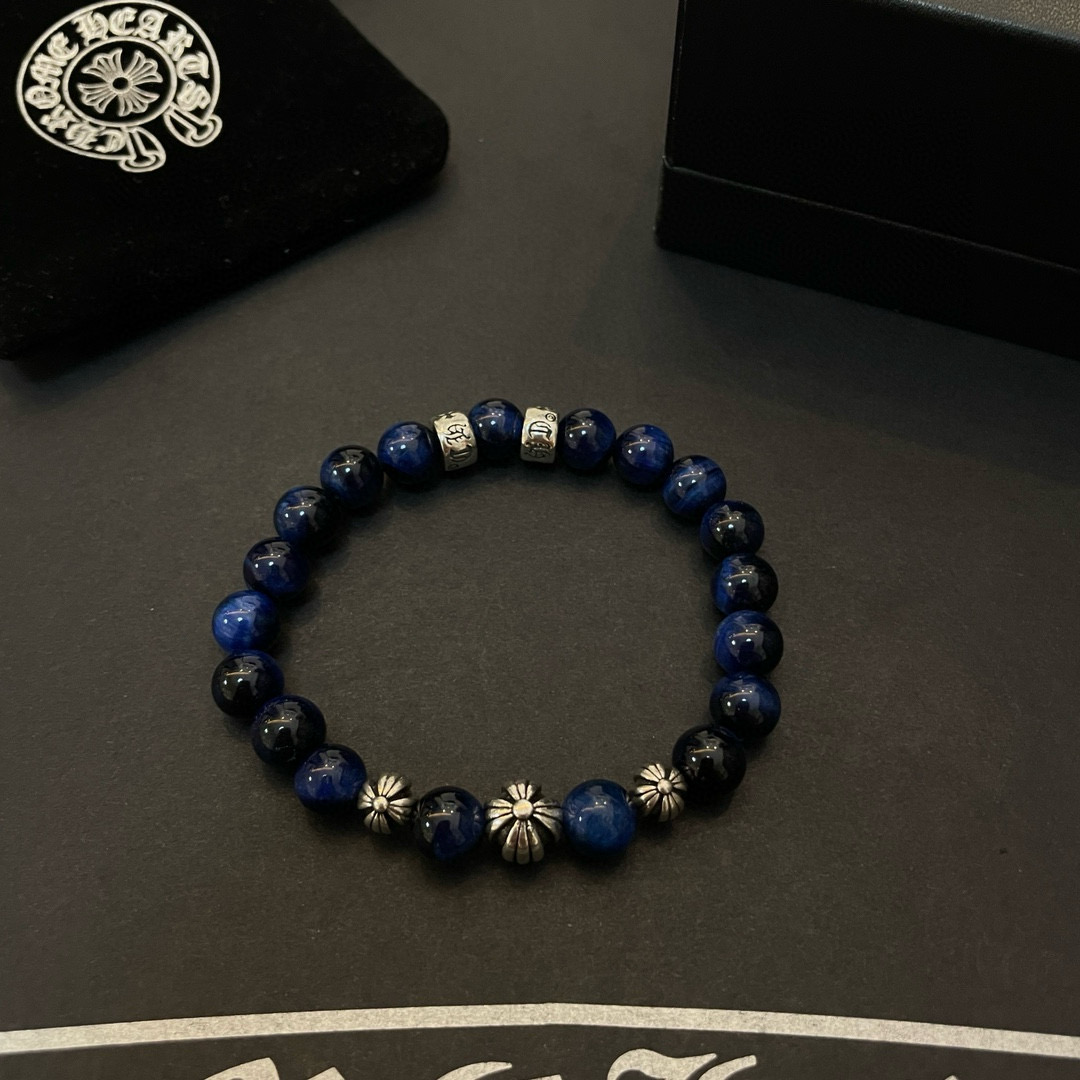 批 新款【专柜品质】Chrome Hearts克罗心 经典复古多元素 青金石手链 手串，凹凸造型不同的花