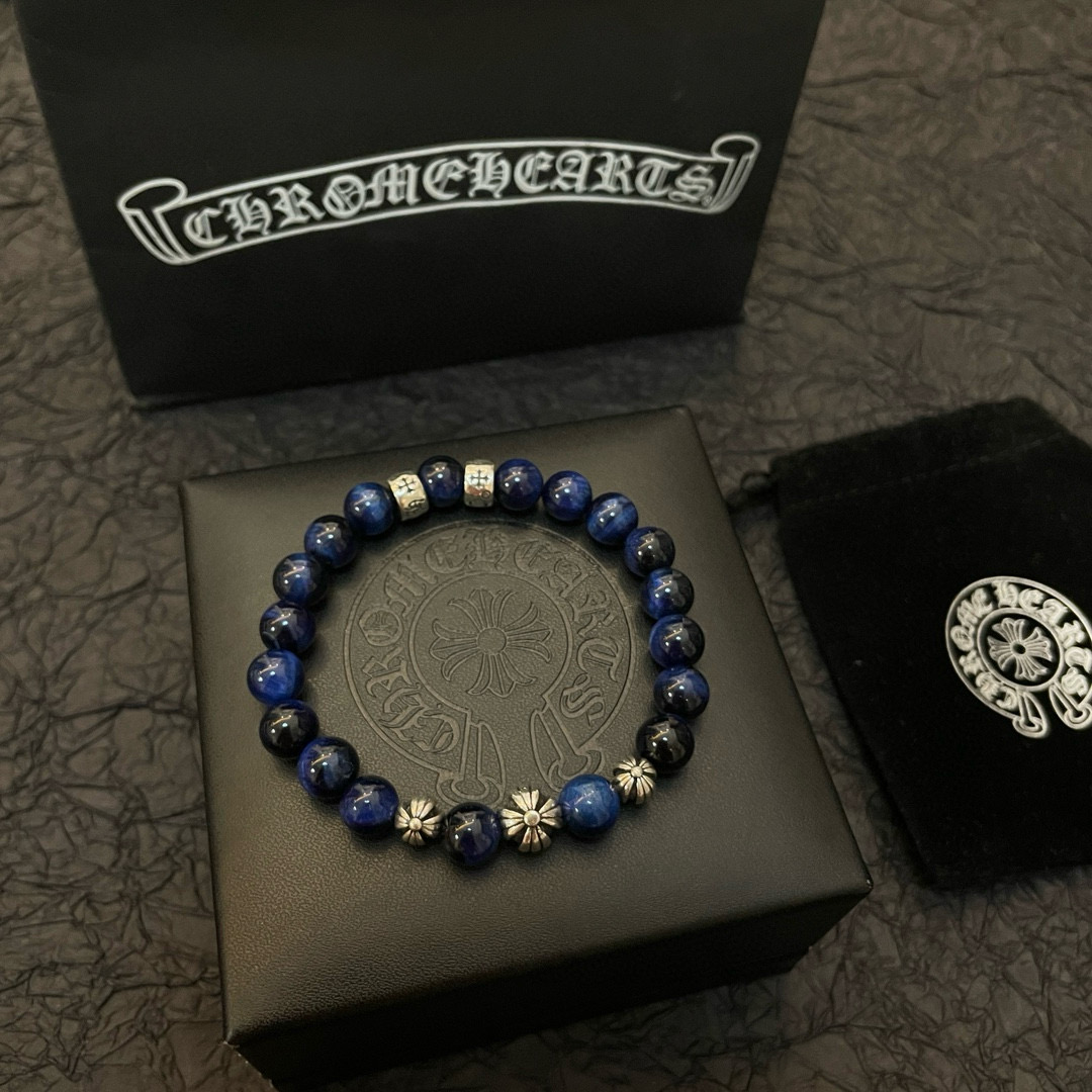 批 新款【专柜品质】Chrome Hearts克罗心 经典复古多元素 青金石手链 手串，凹凸造型不同的花