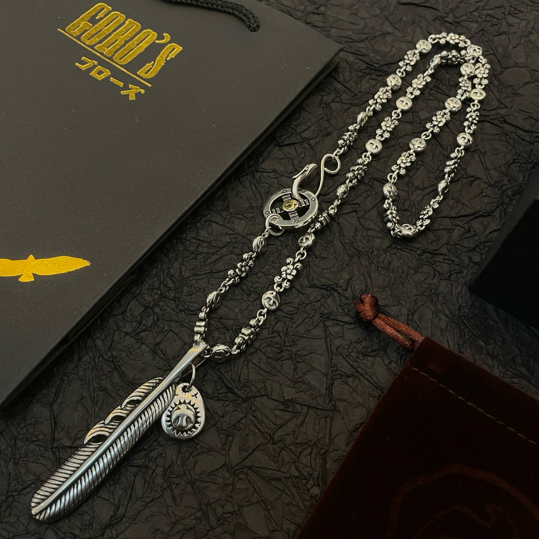 批  【新品上架】Goro’s高桥吾郎 复古羽毛银牌吊坠 高桥经典飞鹰项链  顶级版本 认准独家拍摄 主
