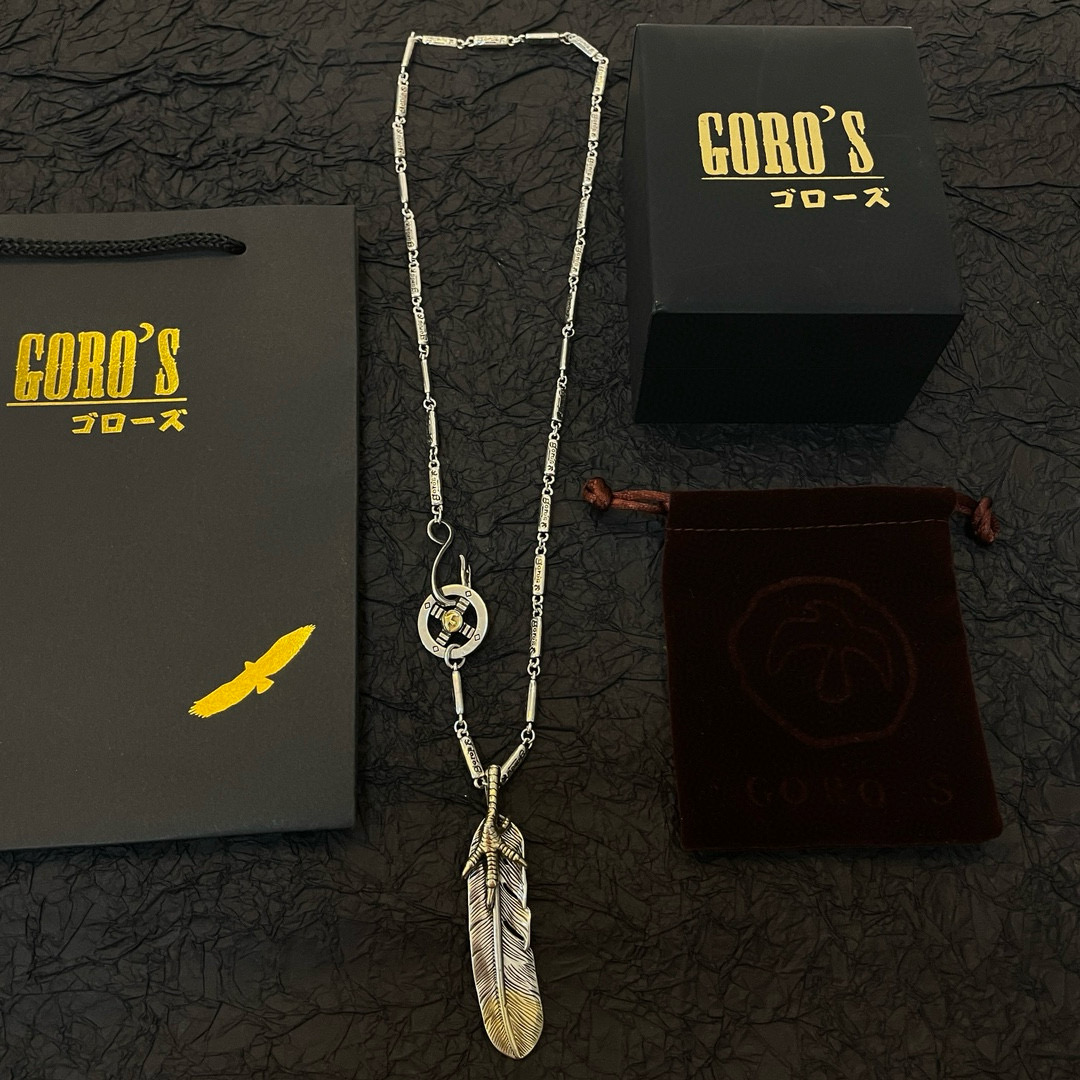 批   【新品上架】Goro’s高桥吾郎点金羽毛吊坠 高桥经典竹节项链  顶级版本 认准独家拍摄 主攻高