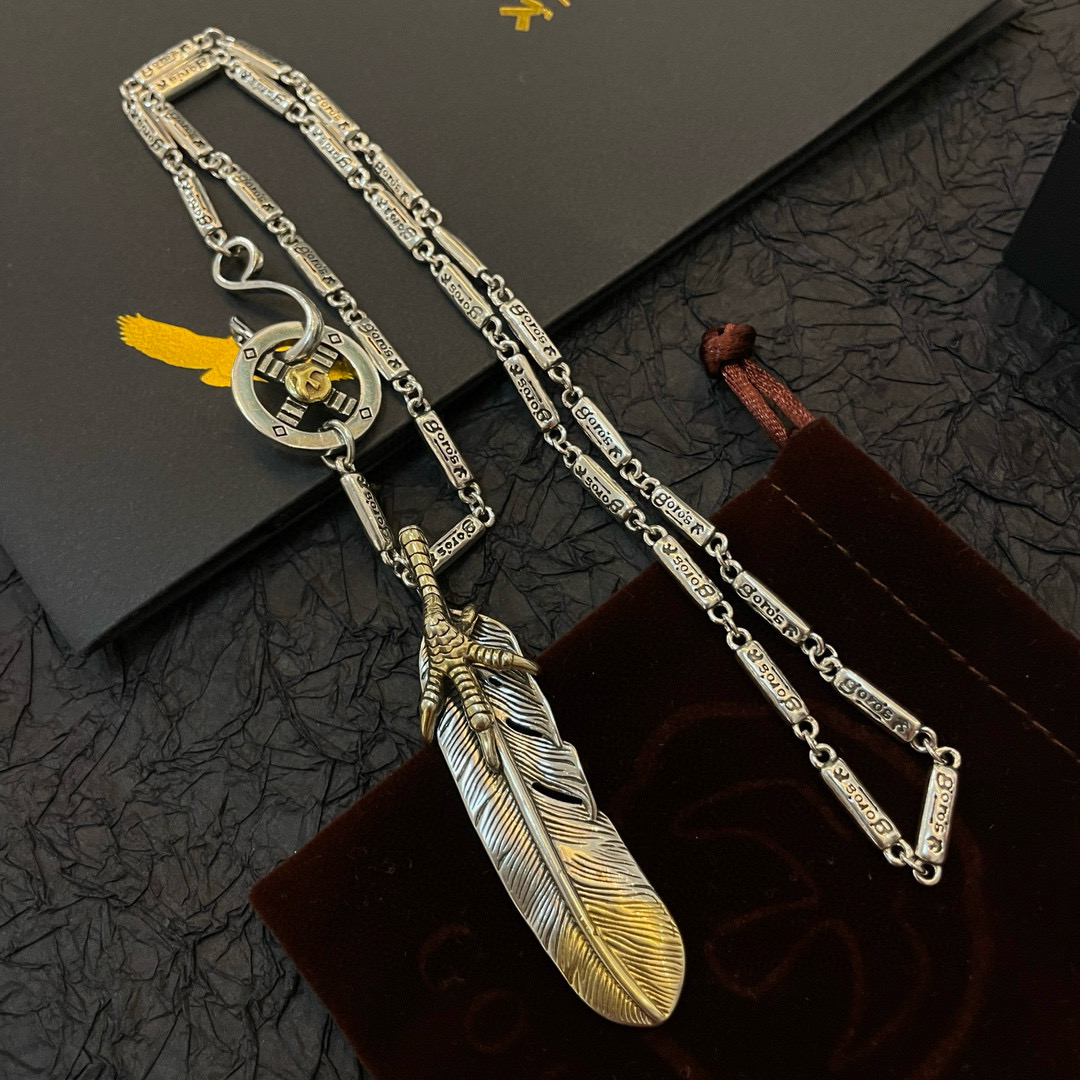 批   【新品上架】Goro’s高桥吾郎点金羽毛吊坠 高桥经典竹节项链  顶级版本 认准独家拍摄 主攻高