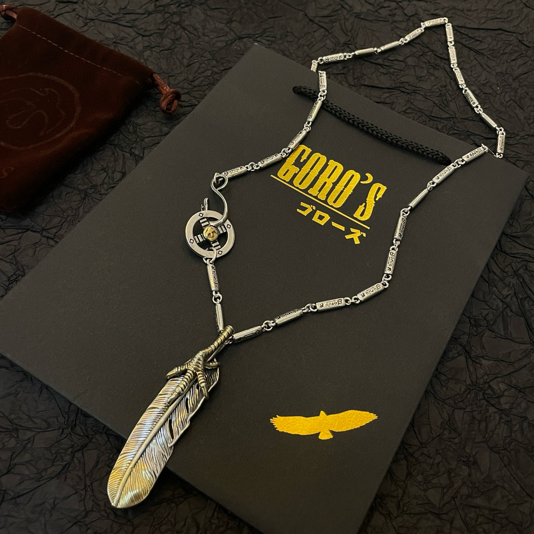 批   【新品上架】Goro’s高桥吾郎点金羽毛吊坠 高桥经典竹节项链  顶级版本 认准独家拍摄 主攻高