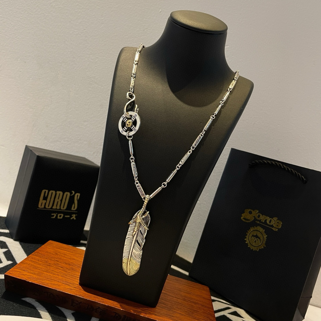 批   【新品上架】Goro’s高桥吾郎点金羽毛吊坠 高桥经典竹节项链  顶级版本 认准独家拍摄 主攻高
