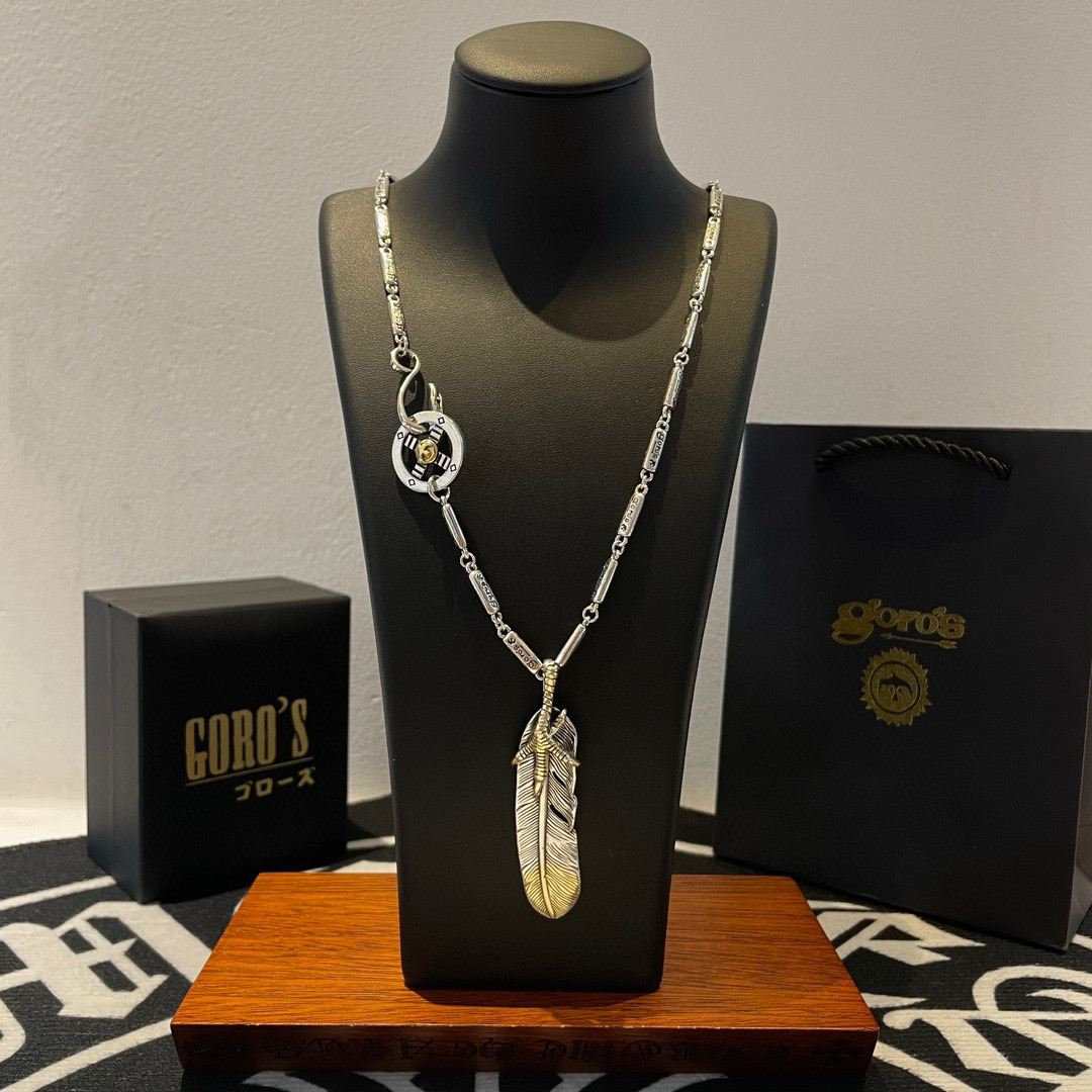 批   【新品上架】Goro’s高桥吾郎点金羽毛吊坠 高桥经典竹节项链  顶级版本 认准独家拍摄 主攻高