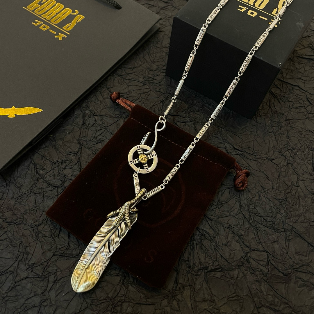 批   【新品上架】Goro’s高桥吾郎点金羽毛吊坠 高桥经典竹节项链  顶级版本 认准独家拍摄 主攻高