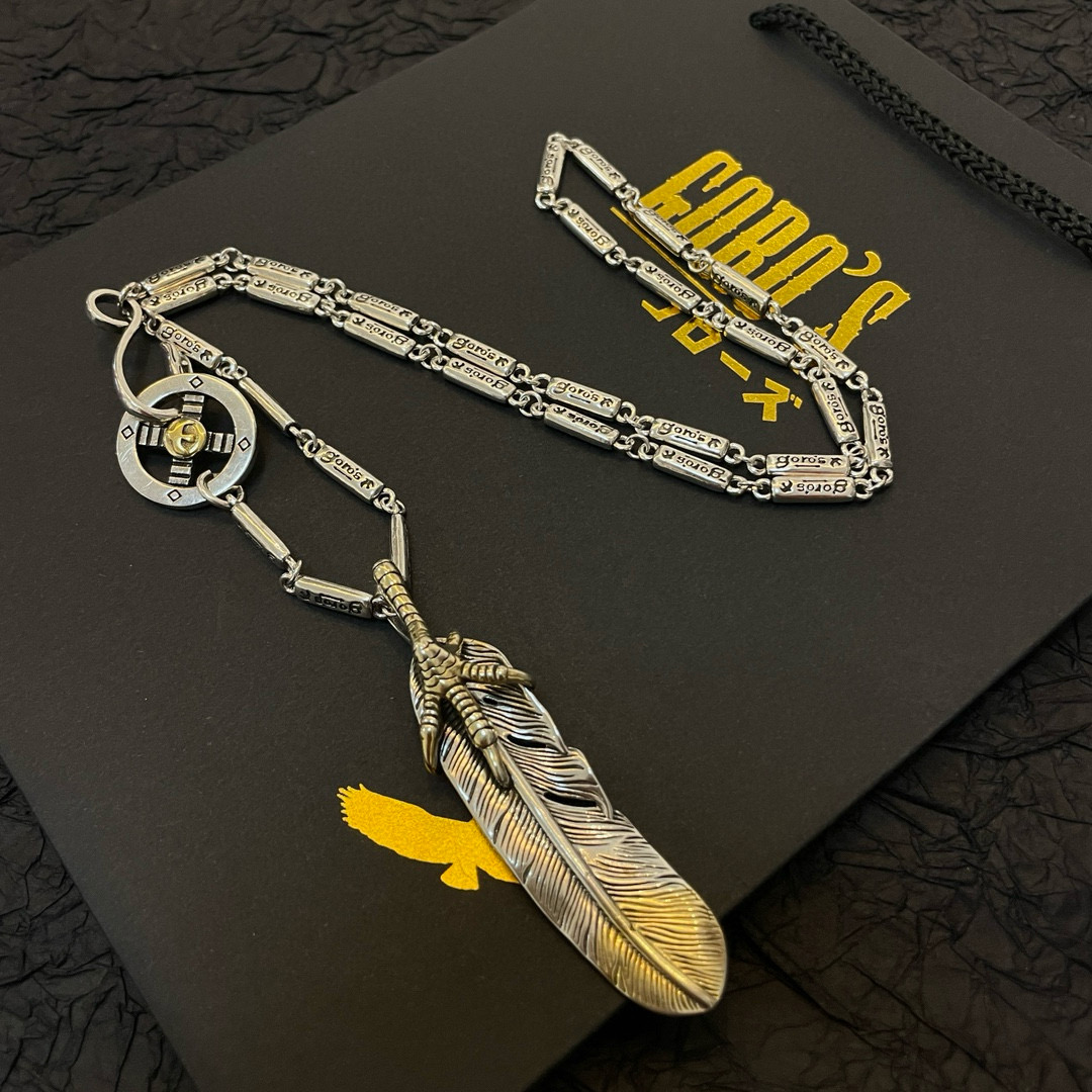 批   【新品上架】Goro’s高桥吾郎点金羽毛吊坠 高桥经典竹节项链  顶级版本 认准独家拍摄 主攻高