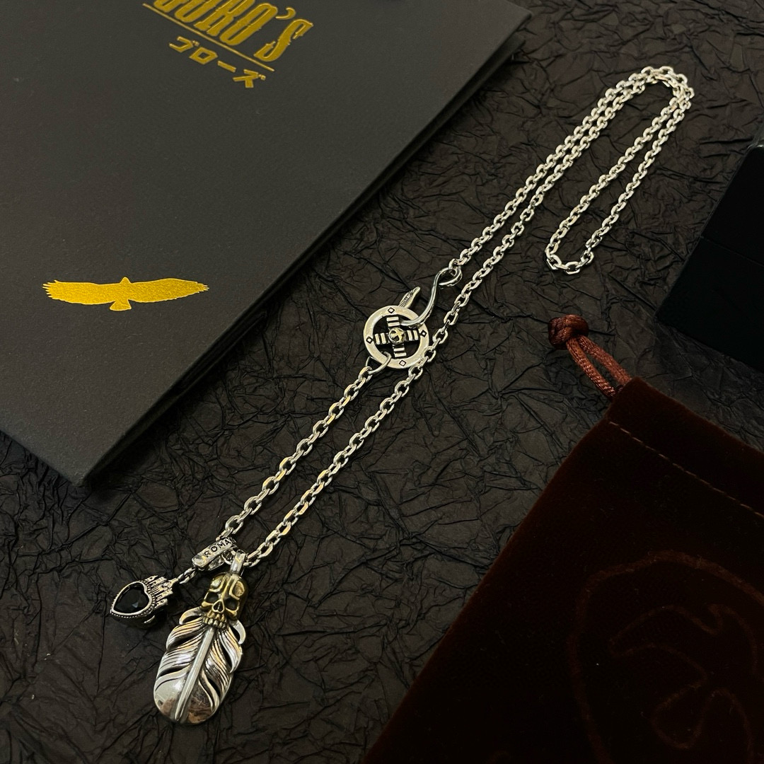 批 【新品上架】Goro’s高桥吾郎骷髅头羽毛吊坠，高桥经典项链，顶级版本，认准独家拍摄，主攻高端市场 