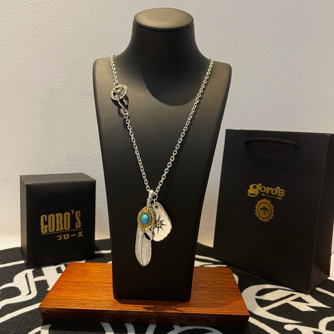      【新品上架】Goro’s高桥吾郎复古银饼松石羽毛吊坠 高桥经典项链  顶级版本 认准独家拍摄 