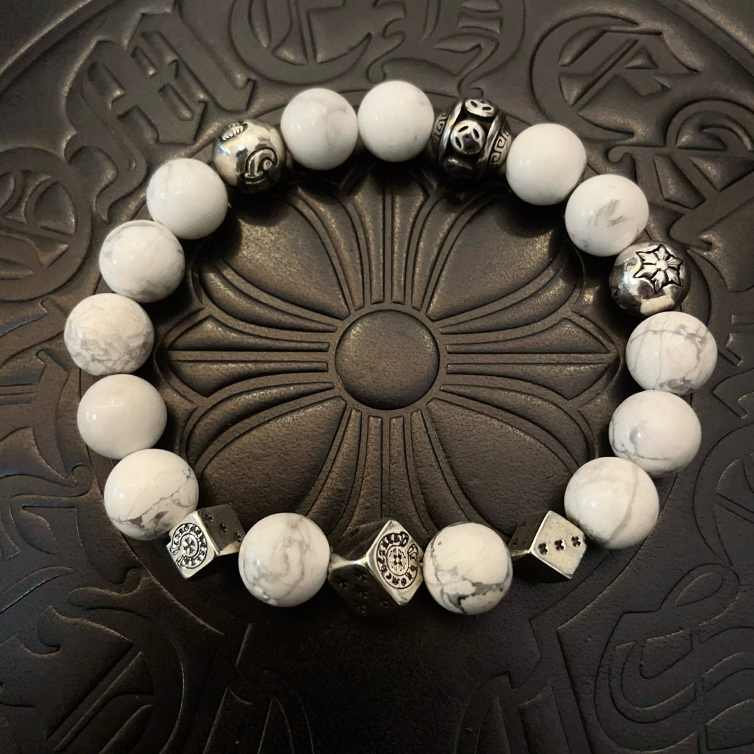  新款【专柜品质】Chrome Hearts克罗心 经典复古多元素白松石手串手链 ，快手/ins/小红书
