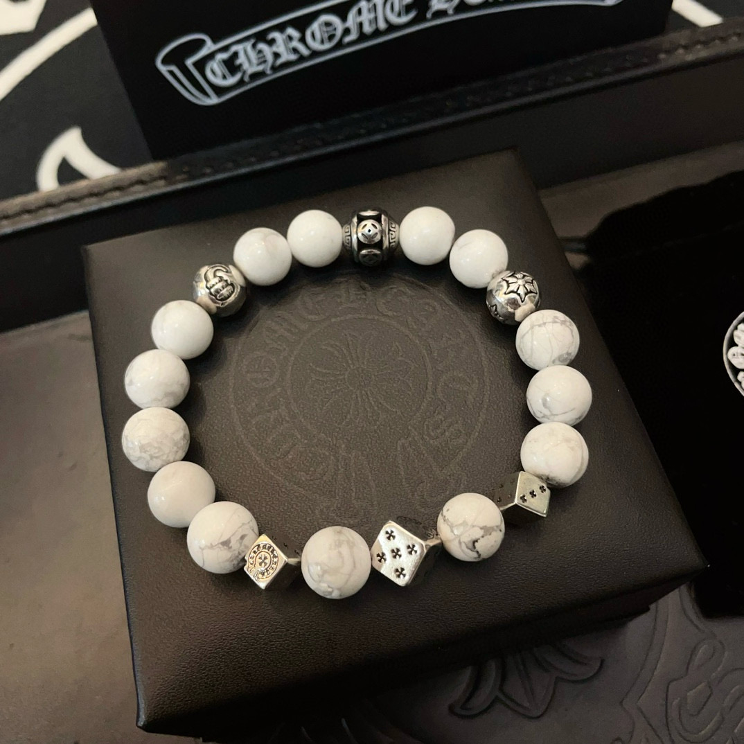  新款【专柜品质】Chrome Hearts克罗心 经典复古多元素白松石手串手链 ，快手/ins/小红书