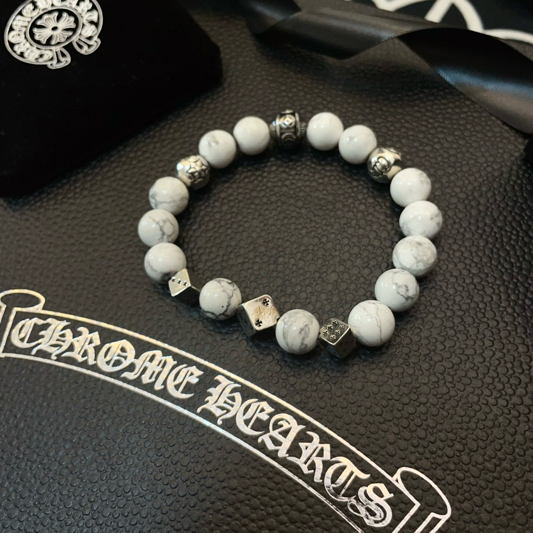  新款【专柜品质】Chrome Hearts克罗心 经典复古多元素白松石手串手链 ，快手/ins/小红书
