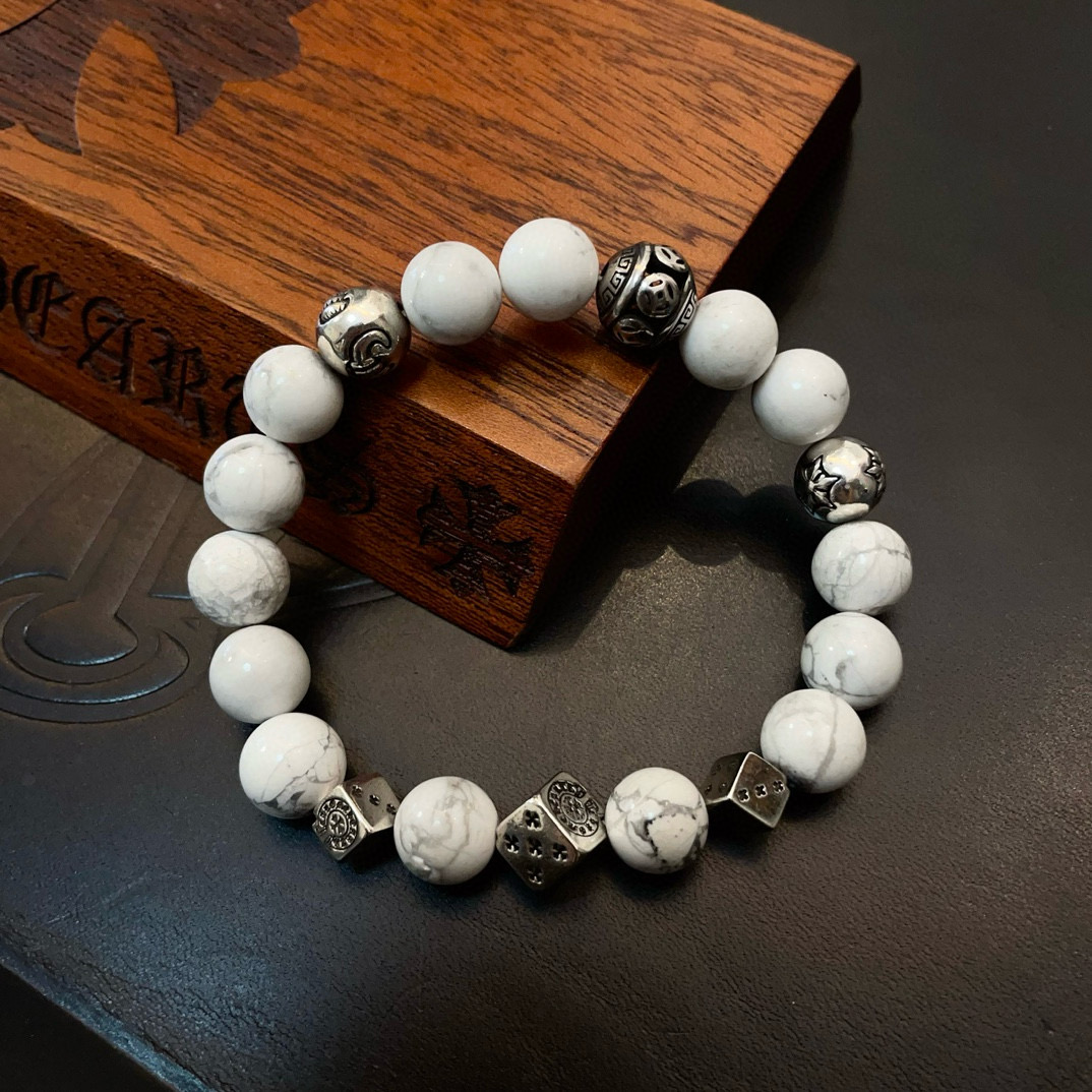  新款【专柜品质】Chrome Hearts克罗心 经典复古多元素白松石手串手链 ，快手/ins/小红书