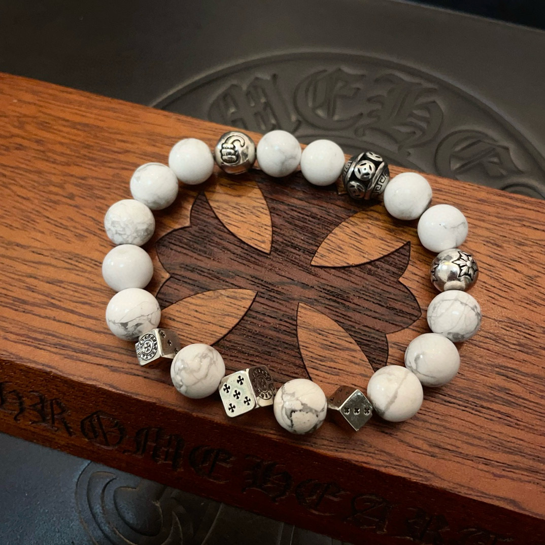  新款【专柜品质】Chrome Hearts克罗心 经典复古多元素白松石手串手链 ，快手/ins/小红书