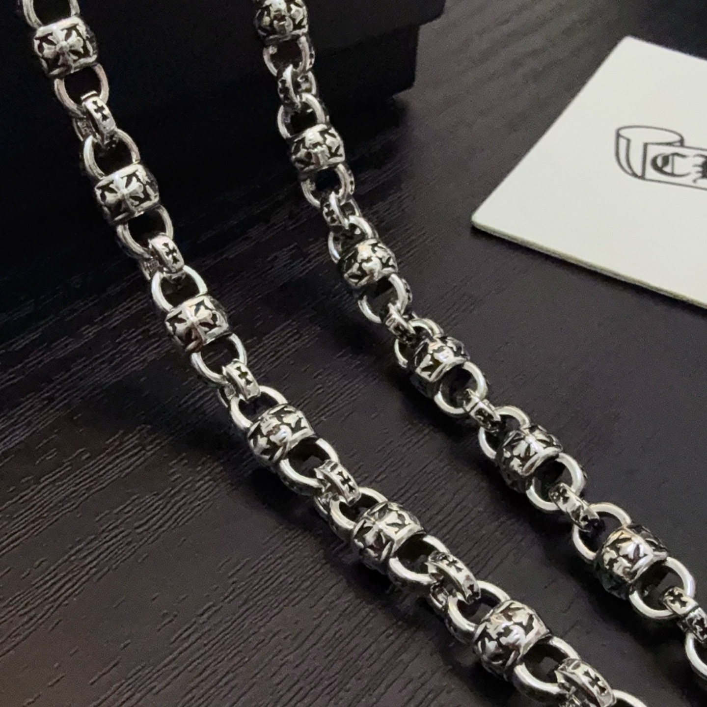    新款【专柜品质】Chrome Hearts克罗心十字花球项链 蓝钻藤花十字架吊坠，凹凸造型不同的花