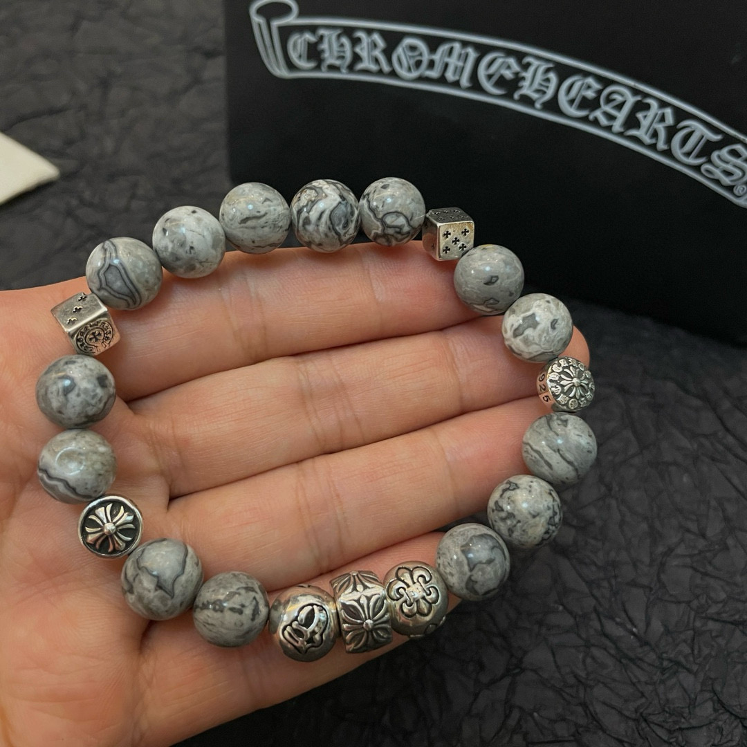  新款【专柜品质】Chrome Hearts克罗心 经典复古多元素手链 手串，凹凸造型不同的花纹设计风格