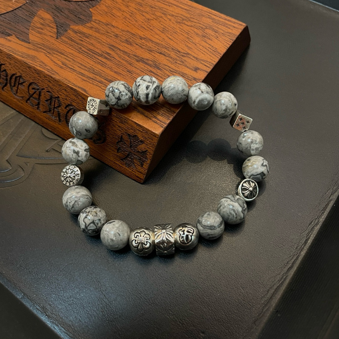  新款【专柜品质】Chrome Hearts克罗心 经典复古多元素手链 手串，凹凸造型不同的花纹设计风格