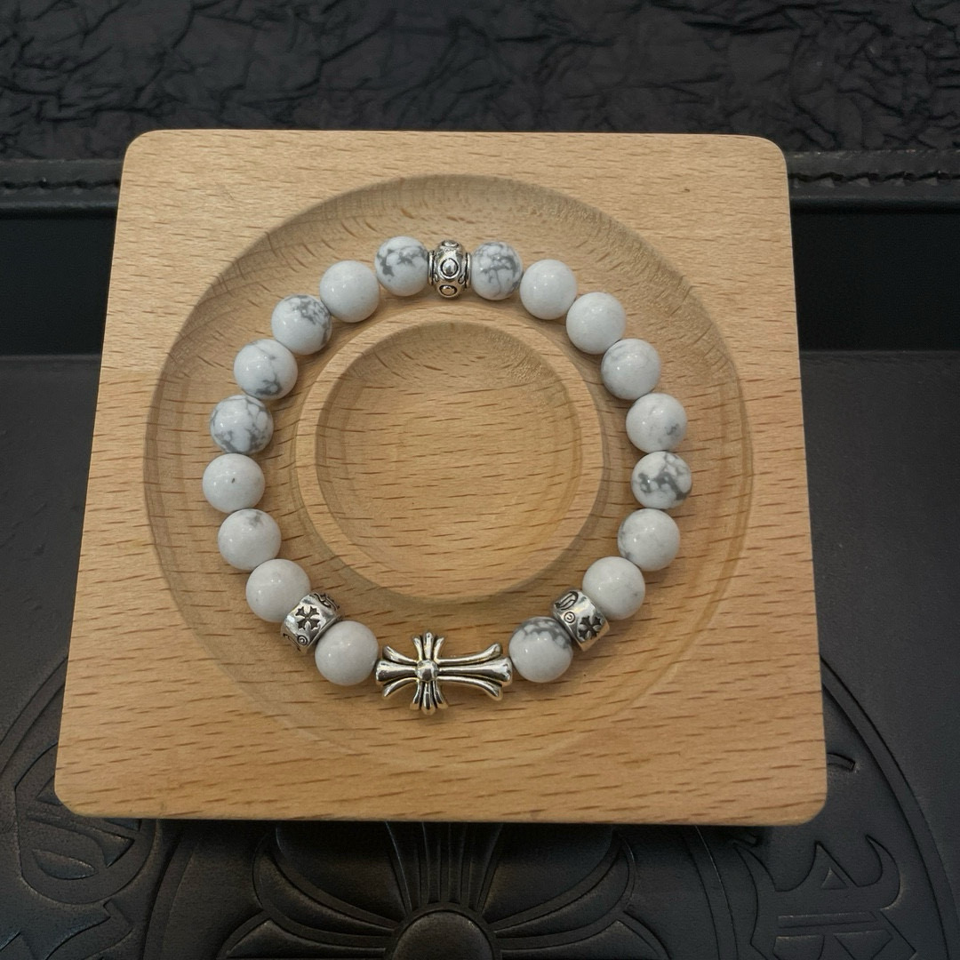 批 新款【专柜品质】Chrome Hearts克罗心 经典复古多元素白松石手串手链 ，快手/ins/小红