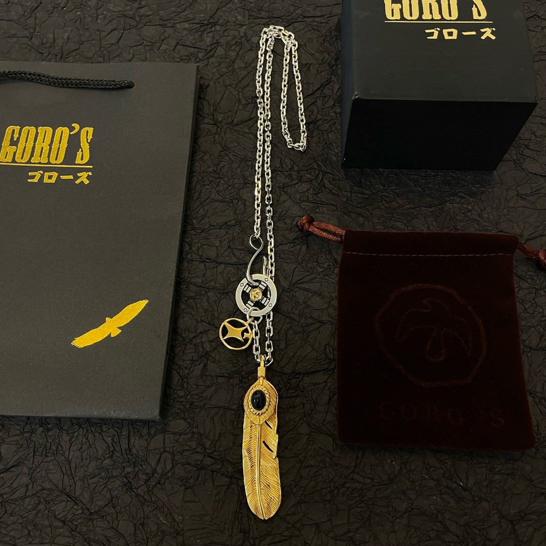 批    【新品上架】Goro’s高桥吾郎金色羽毛吊坠，高桥经典项链，顶级版本，认准独家拍摄，主攻高端市