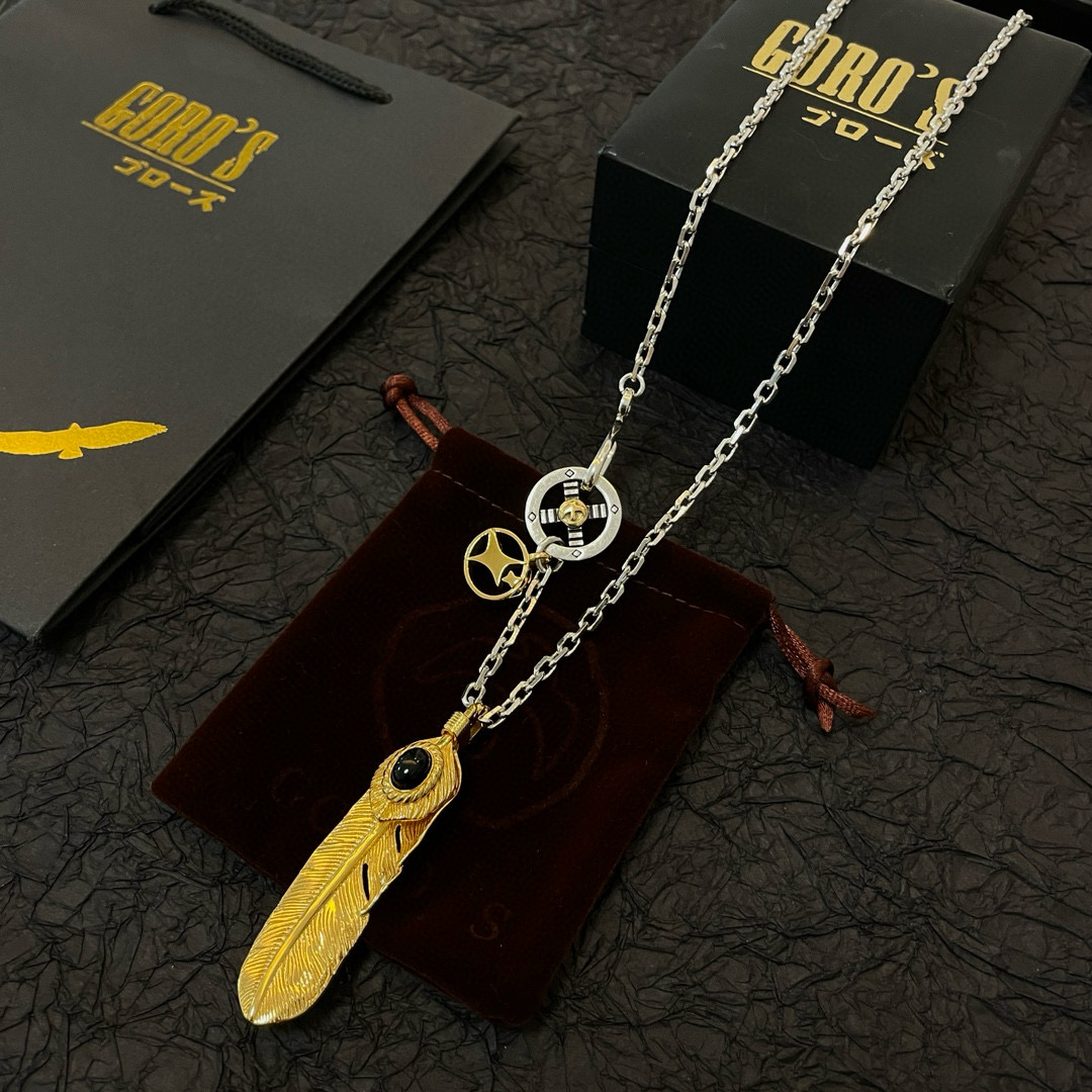 批    【新品上架】Goro’s高桥吾郎金色羽毛吊坠，高桥经典项链，顶级版本，认准独家拍摄，主攻高端市