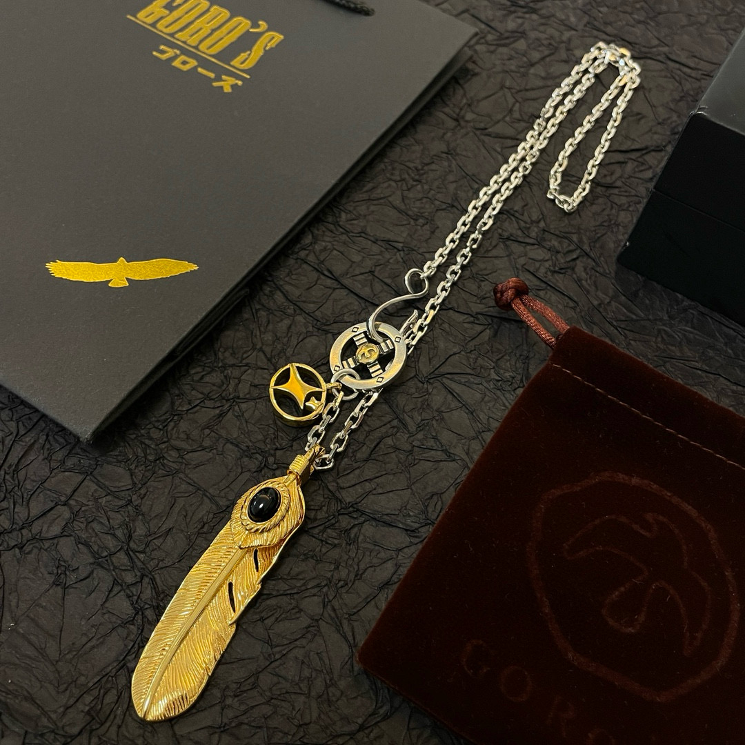 批    【新品上架】Goro’s高桥吾郎金色羽毛吊坠，高桥经典项链，顶级版本，认准独家拍摄，主攻高端市